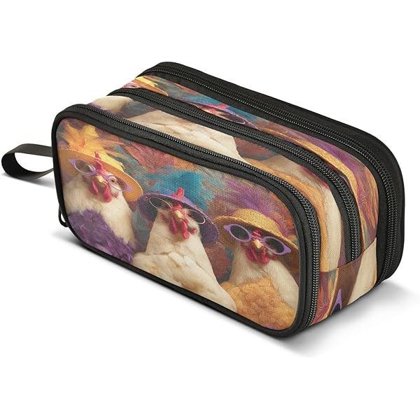 wonima02 Chicken Autumn Leaves Brown Pencil Case Large Capacity Pencil Pouch Bag Box Organizer for Office College School Supplies Stationery Organizer Pen Cases Bags for Student Teens Kids Boys Girls