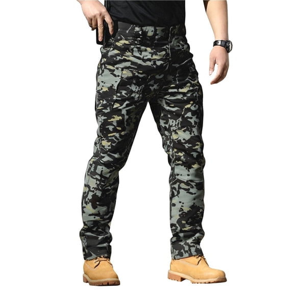 Awwp Mens Pants, Stretch Cargo Pants Lightweight Casual Hiking Outdoor Work Pants for Men Blackish Green L