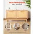 thumbnail image 5 of 39.4 x 11.8 x 20.9 Inch Entryway Shoe Bench with 2 Flip Drawers and 2 Rattan Doors 300lbs Capacity 4 Compartment Shoe Storage Rack for Hallway Living Room Bedroom, 5 of 6
