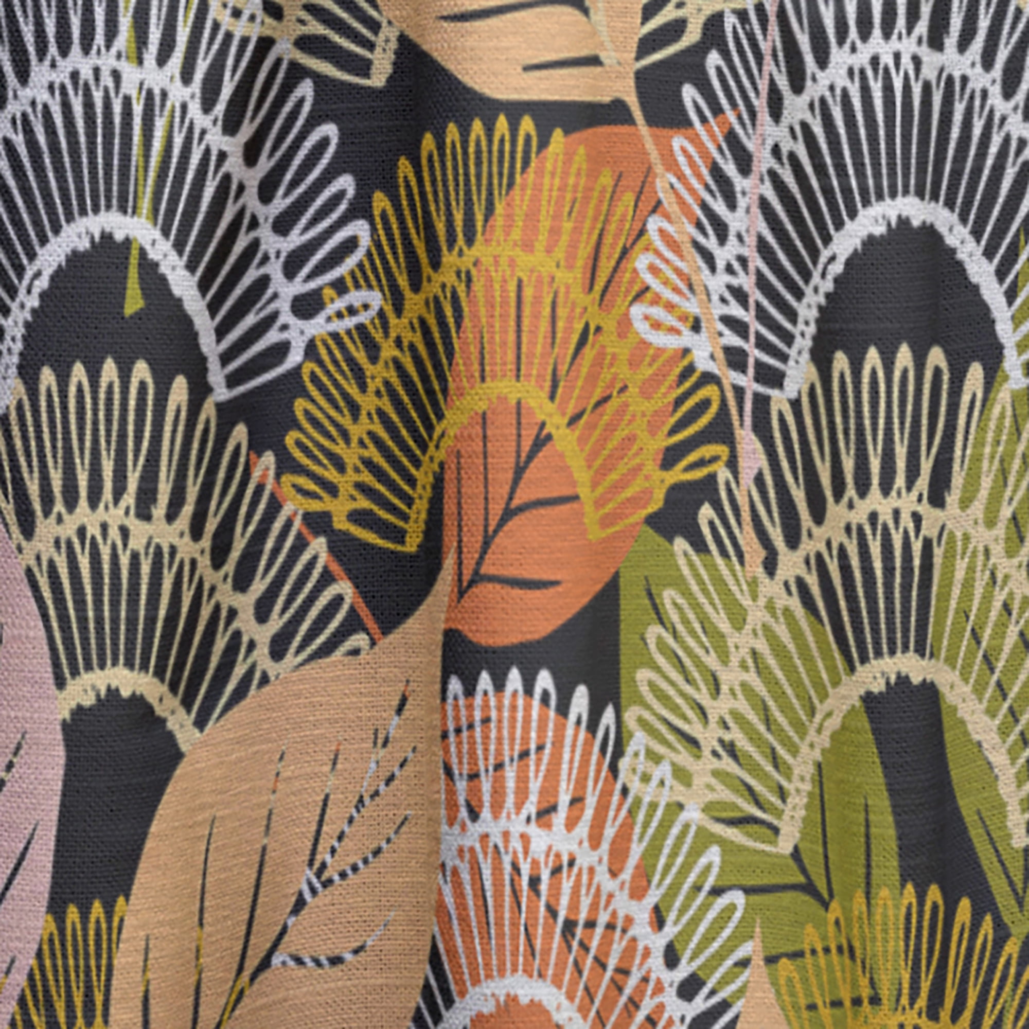Designart 'Autumn Lace Textured Leaves Pattern' Mid-Century Modern Curtain Panel
