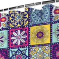 thumbnail image 4 of Extra Long Boho Shower Curtain 72x84 Inches - Vintage Floral & Tropical Leaves Pattern, Waterproof Bohemian Bathroom Decor with 12 Hooks, Tribal Rustic Style, 4 of 5
