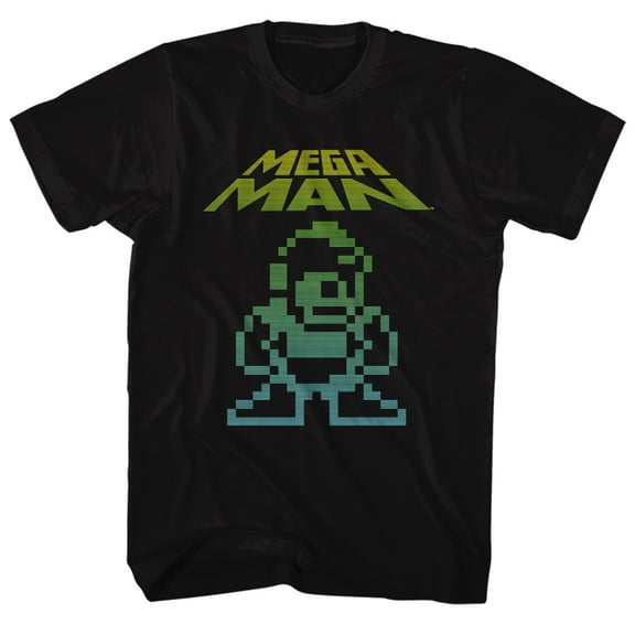 Mega Man Mega Pixel Black Adult T-Shirt