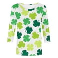 thumbnail image 4 of cfhntfmh Chemise de la Saint-Patrick pour Femmes Grande Taille Blouse Imprimée Manches 3/4 Col Rond Mode 2025, 4 of 5