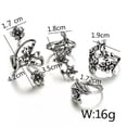 thumbnail image 5 of K-KED 4Pcs Vintage Bohemian Crystal Hollow Flower Retro Silver Boho Finger Midi Ring, 5 of 9