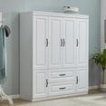 thumbnail image 3 of LivelyLodge 74" H Closet with Doors White Wooden Armoire Wardrobe Closet Freestanding Clothes Storage Closet Bedroom Armoires Wood Wardrobe Storage Closet Cabinet with Hanging Rod Shelf 2 Drawers, 3 of 3