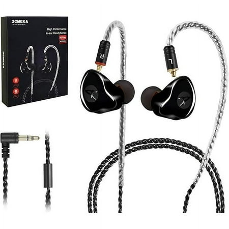 in Ear Monitor Headphones, HiFi Stereo IEM Earphones, Dynamic Dual Driver Wired Earbuds with Detachable Cable, Noise Canceling Headset for Singers Musicians Drummers Audiophile (Black)
