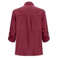 thumbnail image 5 of Button Down Shirts For Women Linen Clothing For Women Office Work Tops Solid Color Work Blouses Linen Long Sleeve Shirt Women Lightweight Linen Blouses For Women Cotton Boho Tops Wine2 L, 5 of 8