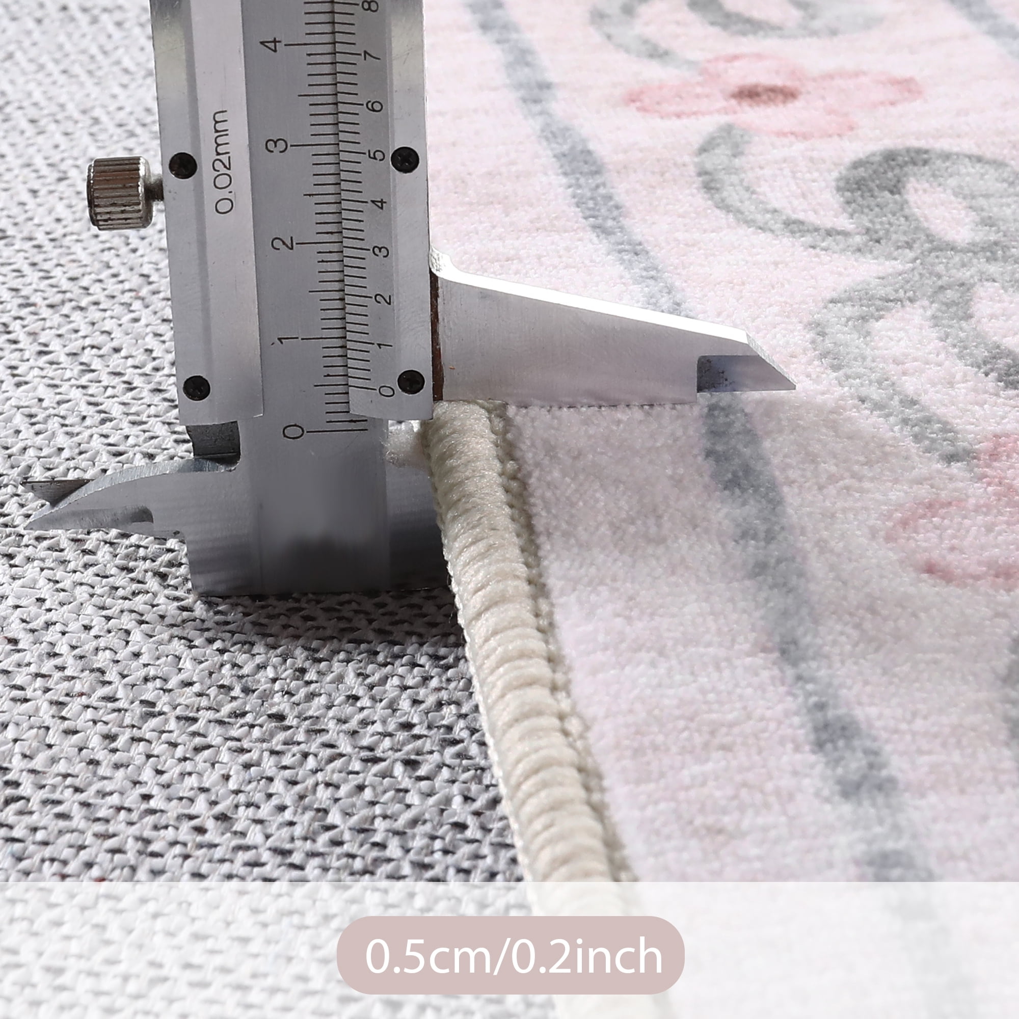 Lahome Washable 5'x7' Area Rug, Light Pink Floral Bow Print Rugs for Living Room, Ultra-Thin Non-Slip Soft Boho Carpet for Bedroom Girls Nursery Kids Room Dorm, Light Pink