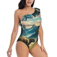 thumbnail image 3 of Pofeuu Valley River Dinosaur Print Women's One Piece Swimsuits One Shoulder Swimwear Asymmetric Ruffle Monokinis Bathing Suits-XX-Large, 3 of 6