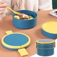 thumbnail image 1 of Kadlawus Double-Layer Round Lunch Box for Study, Portable Plastic Food Container, Microwave-Safe Storage Box for Office, Study, Picnic, 1 of 6