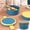 Blue, variant on HOARBOEG Double Layer Round Lunch Box with Handle, Leakproof Food Storage Container, Bento Boxes for Teens Office, Portable Stackable Meal Prep