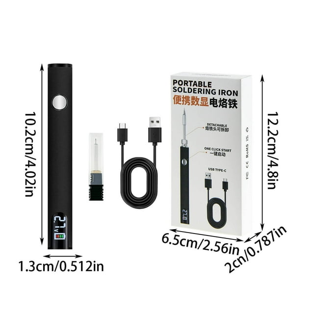 Btomtd Convenient USB Soldering Iron USB Cable Burning Pen LED Display Screen Three Archives Adjustable Voltage 510 Connector, Black