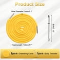 thumbnail image 2 of Uxcell 2pcs Drawstring Cords 51" Replacement Drawstring Hoodie String Sewing Tool with Easy Threader for Hoodie Sweatpants Jackets Pants Hats Coats Bags, Yellow, 2 of 7