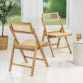 thumbnail image 3 of Theo Mid-Century Vintage Wood Rattan Folding Chair with Adjustable Back, Light Brown (Set of 2), 3 of 10