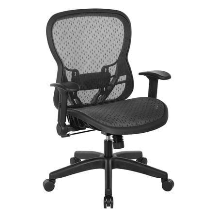 Deluxe R2 SpaceGrid Back Chair and Seat with Flip Arms  in Fabric Black
