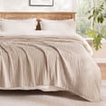 thumbnail image 2 of Exclusivo Mezcla 100% Cotton Muslin King Size Blanket 90"x104",6 Layers Breathable and Lightweight Khaki Gauze Blankets, 2 of 7