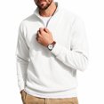 thumbnail image 3 of Men's Quarter Zip Pullover Sweatshirt Zip Long Sleeve Casual Warm Soft Fall Winter Outdoor Top with Stand Collar White L, 3 of 5