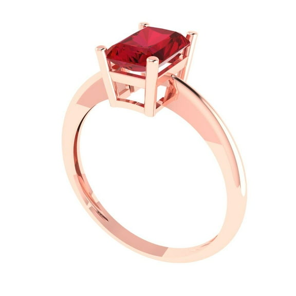 1 ct Radiant Cut Simulated Pink Tourmaline Solitaire Engagement Ring for Women in 14K Rose Gold
