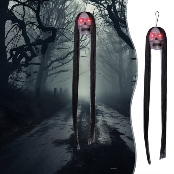 XGFHYJEH Halloween Hanging Decorations, Halloween Long-haired Ghost Glowing Ghost Decoration Ornament for Indoor Outdoor, Halloween Scary Props Decor for Home Outside Yard Lawn Garden Party