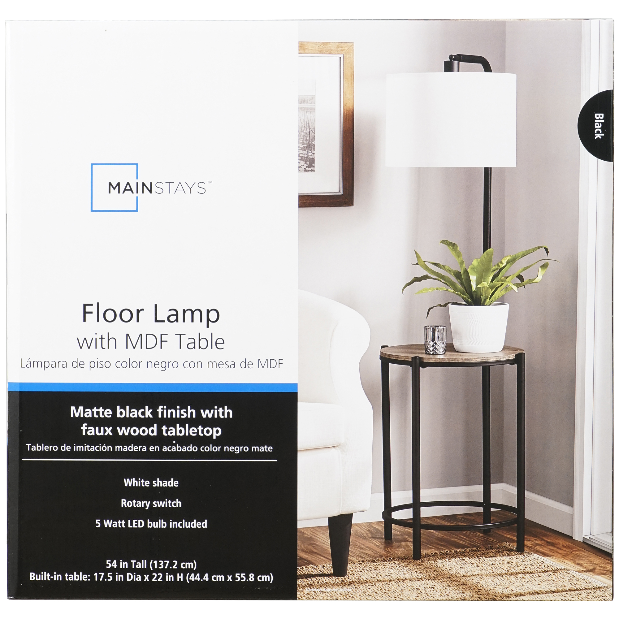 Mainstays 54" Mid-Century Floor Lamp with Table photo 7