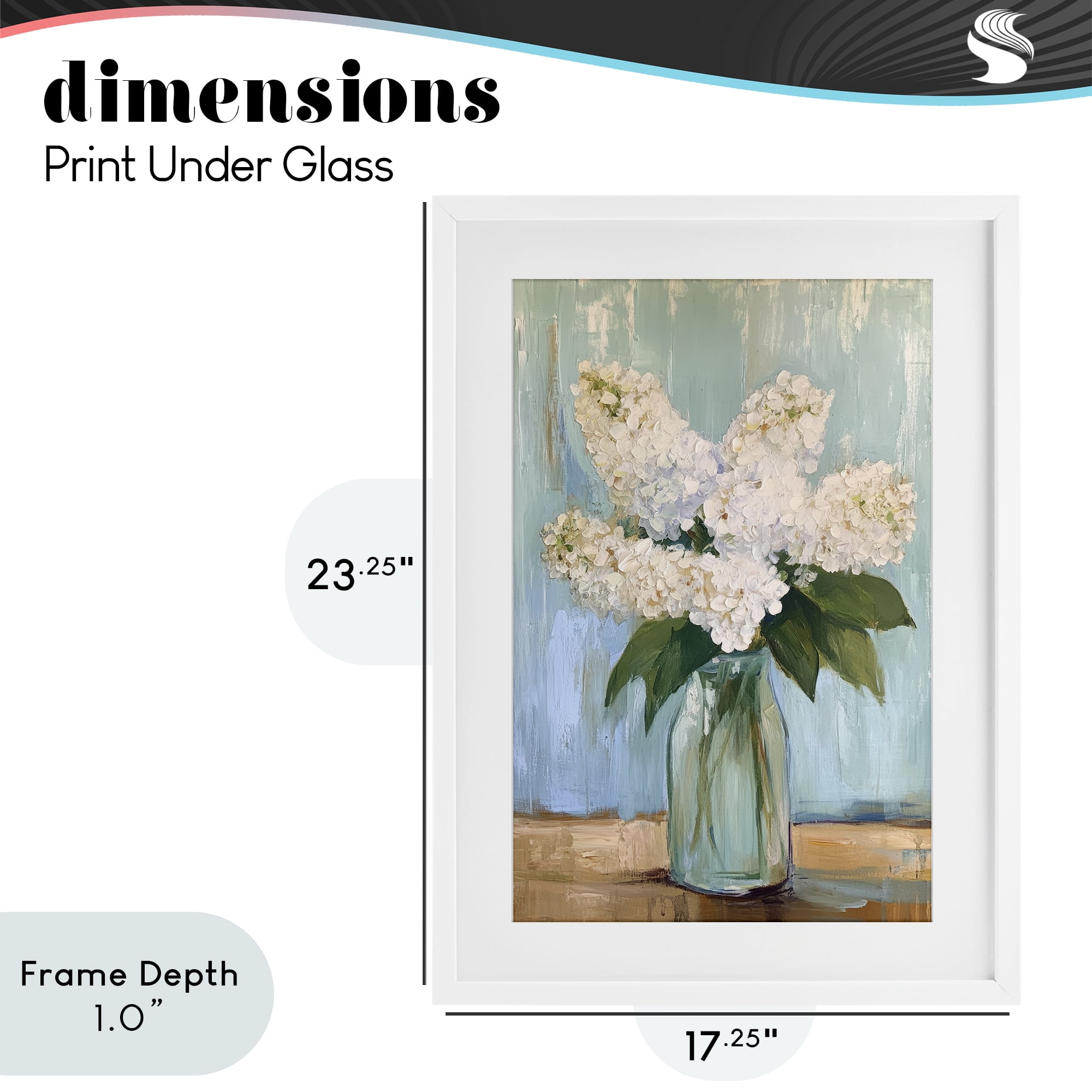Stupell Industries Tall Flowers in Glass Vase White Framed Print Under Glass, design by Petal Prints Design