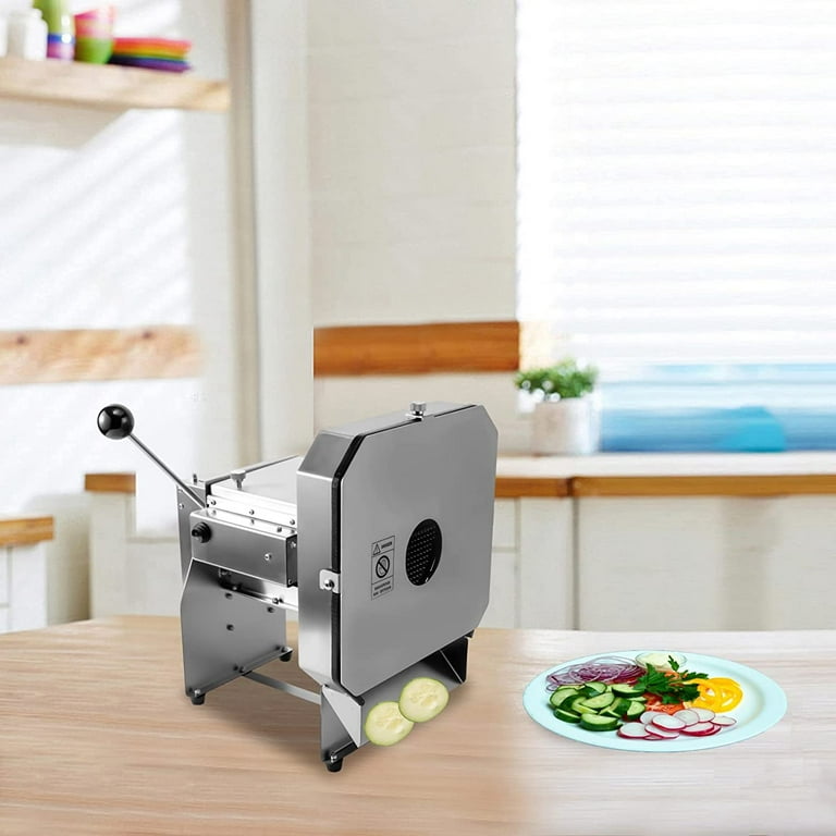 FoundGo Electric Vegetable Fruit Slicer, Commercial Food Slicing Machine  0-10mm (0-0.4'') Stainless Steel Onion Chopper, Automatic Cutter for Potato