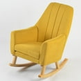 thumbnail image 3 of High-back Wide Rocking Chair, Upholstered Glider Nursery Chair Reading Chair Patio Rocking Chair with Breathable Fabric, Glider Rocker Bucket-shaped Seat with Solid Wood Base for Living Room, Yellow, 3 of 7