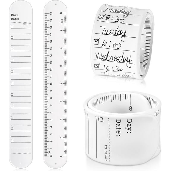 BlinkLLX Silicone Nurse Slap Bracelet Reusable Wearable Notepad Wristband Waterproof to Do List Memo Wrist Band Writable Erasable Strap for Planner Reminder (White,2 Pieces)