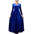 thumbnail image 1 of Vestido Largo De Fiesta, Cintura Ajustada, Elegante, Manga Larga, Cuello En V, Maxi Vestido, Material De Terciopelo, Cómodo Para Cumpleaños, Baile De Graduación Para Mujeres ANGGREK Otros, 1 of 6