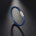 thumbnail image 2 of Men's Leather Bracelet with Stainless Steel Slip Lock Closure （Blue）, 2 of 3