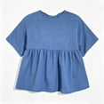 thumbnail image 5 of Craaazy Short Sleeve Tops for Women Loose Fit Solid Color Crew Neck Pleated Peplum Cotton Linen Blend Top Casual Summer Blouse for Daily Summer Wear, 5 of 6