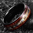 thumbnail image 2 of NUNCAD 8mm Tungsten Rings for Men Hawaiian Koa Wood Domed Abalone Shell Center Wedding Bands, 2 of 5