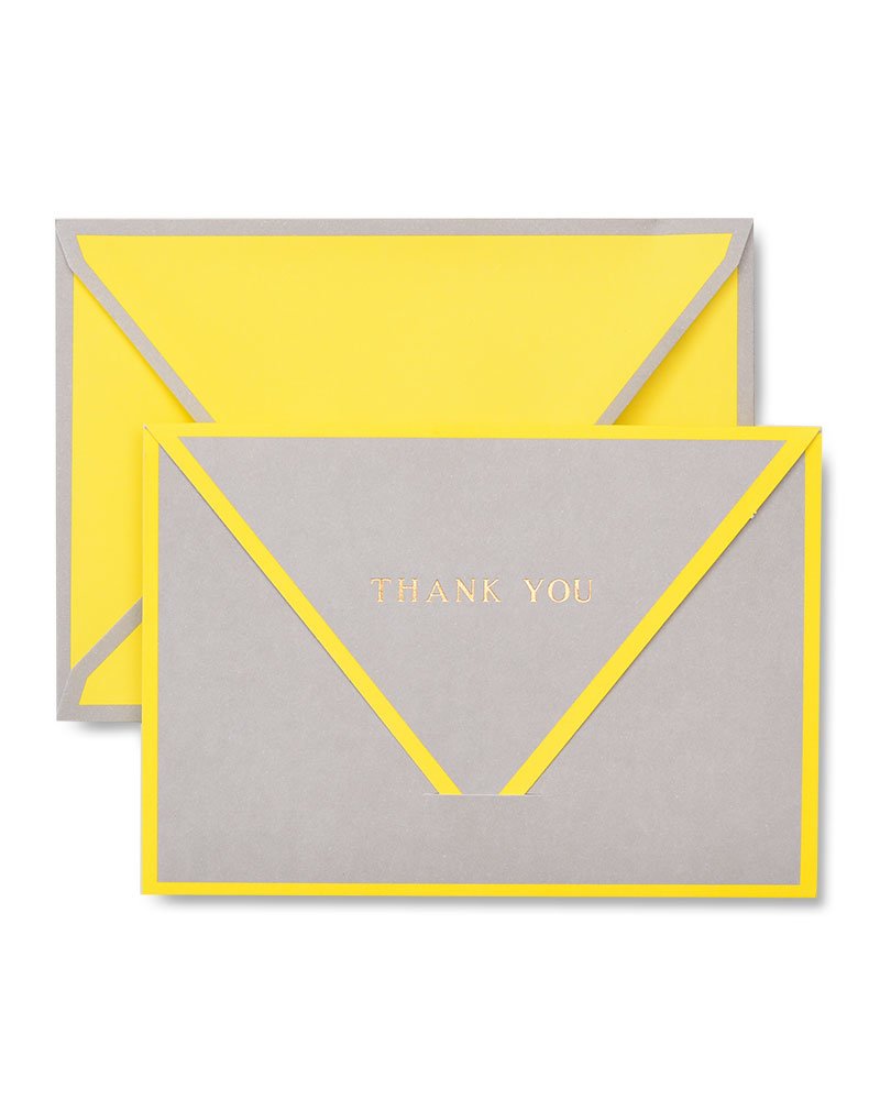 Stanley Yellow & Grey TriFold Thank You Cards With Gold Foil