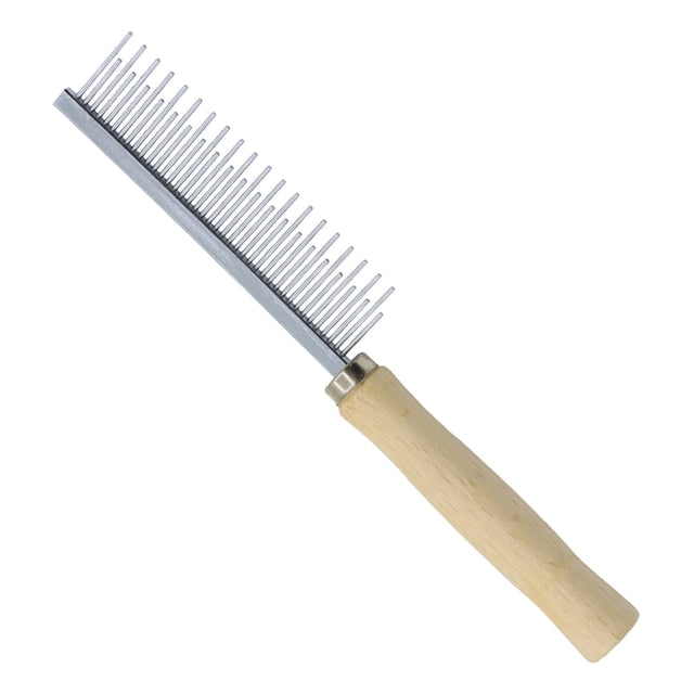 SLYNSHome Cat Comb Dog Comb Stainless Steel Teeth,Wood Pet Comb Grooming Tool for Kitty Puppy Rabbits - High and Low Teeth