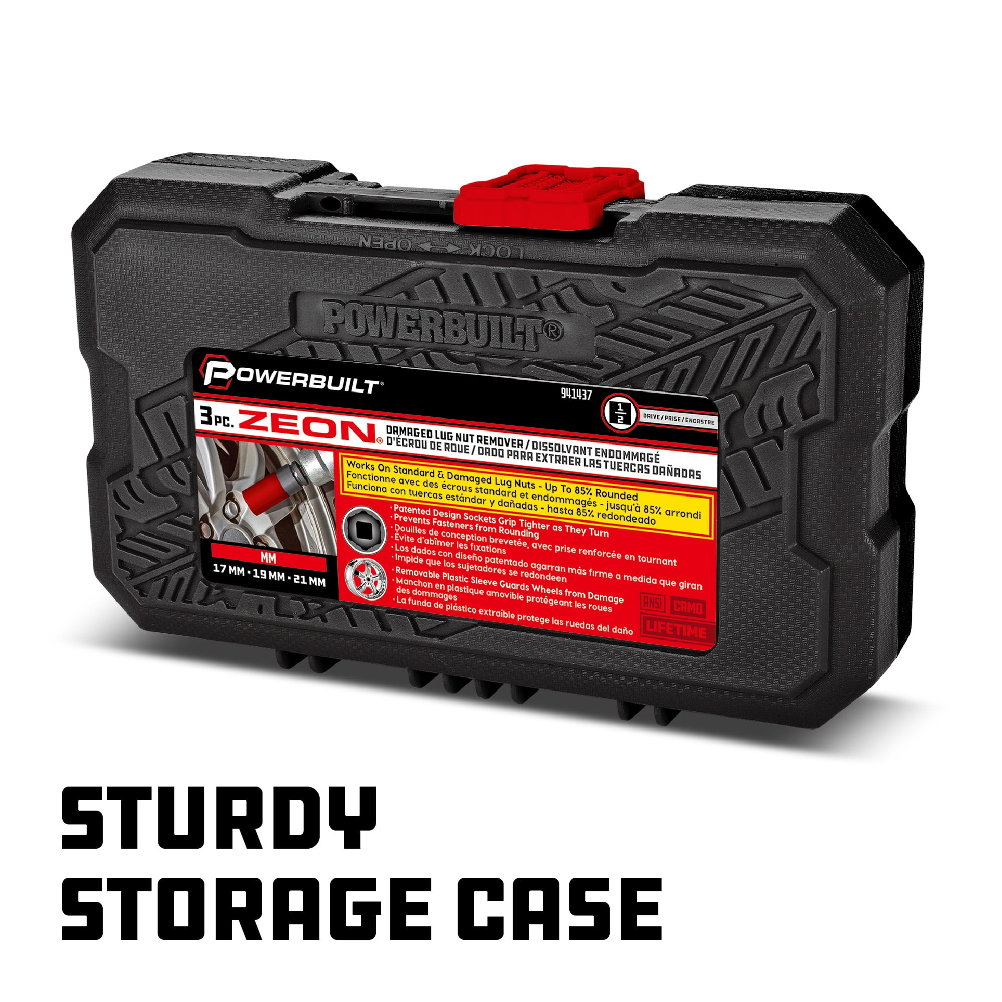 Powerbuilt 3 Piece Zeon Metric Lug Nut Socket Set for Damaged Lug Nuts - 240098
