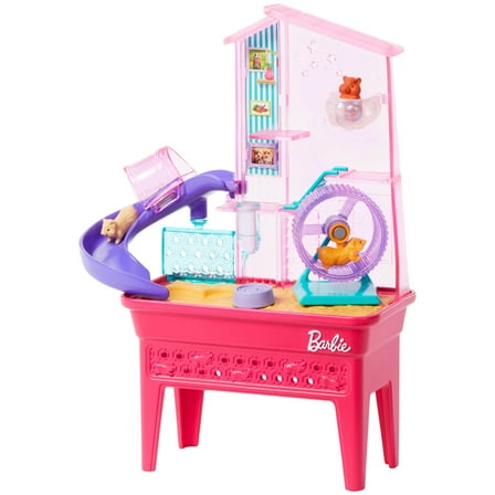 Barbie World Hamster Pet Playground Playset with Wheel, Pets & Food Accessories [Walmart Exclusive]