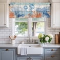 thumbnail image 2 of Summer Ocean Valances for Windows Coastal Jellyfish Orange Corals Shells Teal Wooden Valance Curtains Rod Pocket Bathroom Small Window Treatments for Kitchen Living Room Bedroom, 54"x18", 2 of 7