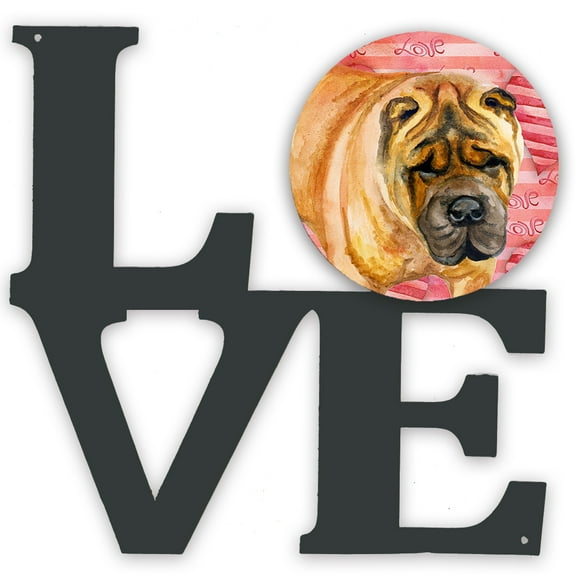 Carolines Treasures BB9748WALV Shar Pei Love Metal Wall Artwork LOVE Red 12X12 multicolor