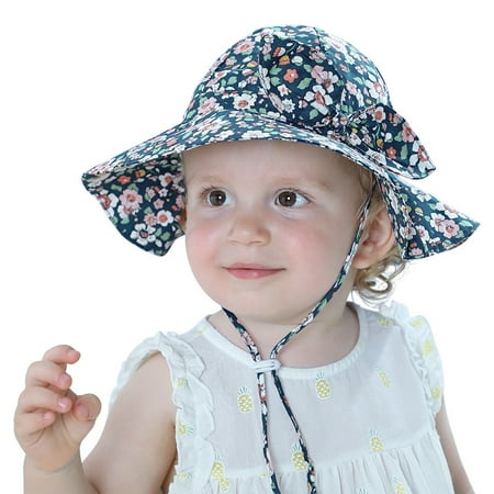 

Baby Boys Girl Summer Outdoor Sunscreen Cap Bow Floral Print Foldable Bucket Hat