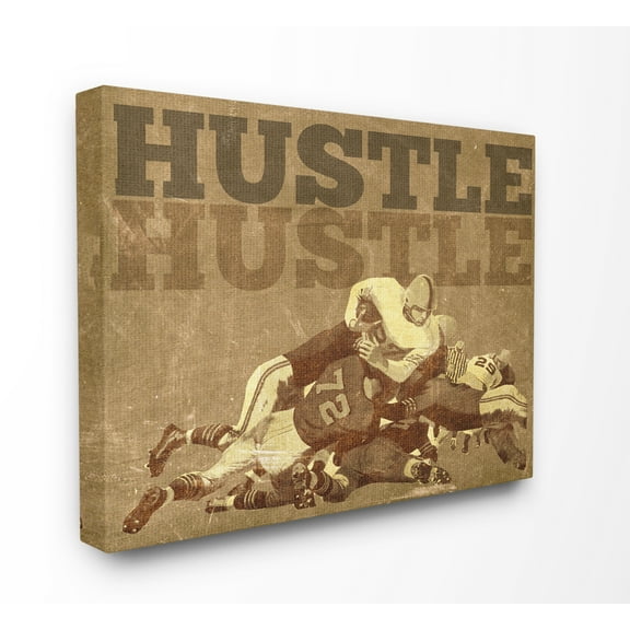 Stupell Home Décor Hustle Football Sepia Vintage Sports Design Canvas Wall Art by the Saturday Evening Post