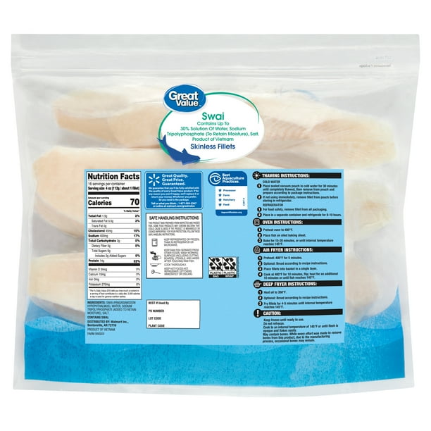 Great Value Frozen Swai Fish Fillets, lb Breakroom Kitchen