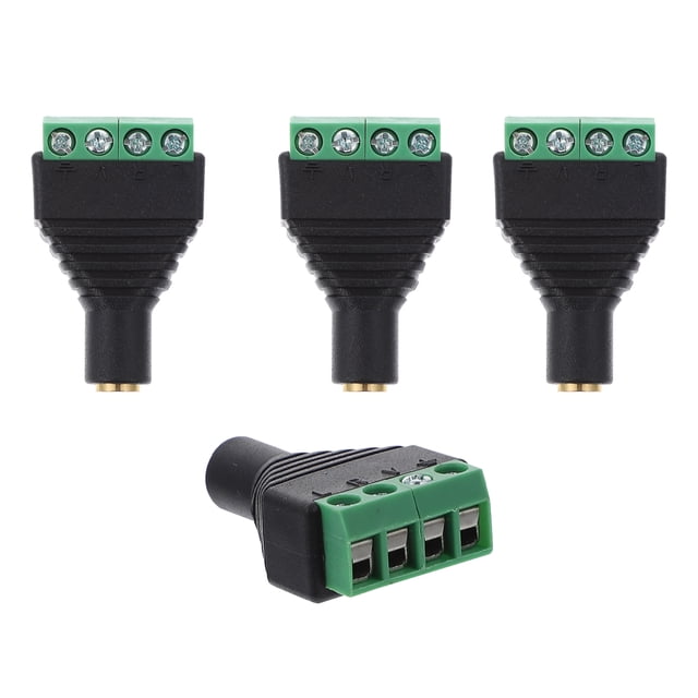 FRCOLOR Stereo Connector 4pcs 3.5mm Stereo Female Terminal Block Panel Mount Connector Adapter Joint,1.46"X0.91"X0.47"