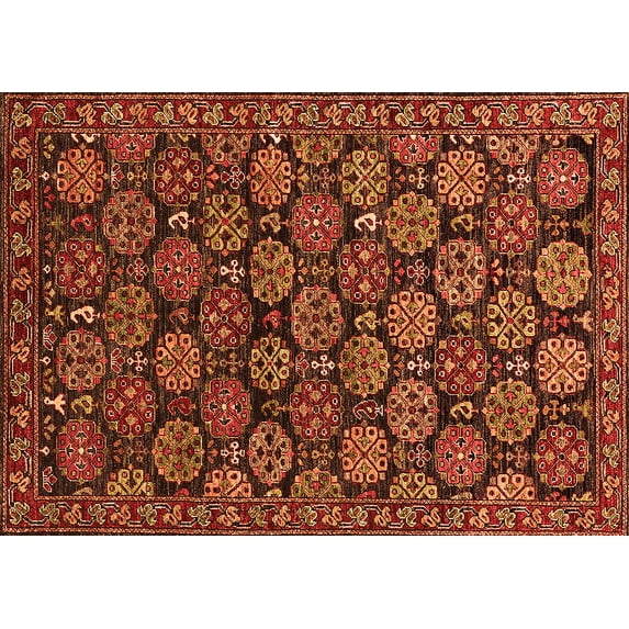 Ahgly Company Indoor Rectangle Oriental Orange Industrial Area Rugs, 5' x 8'