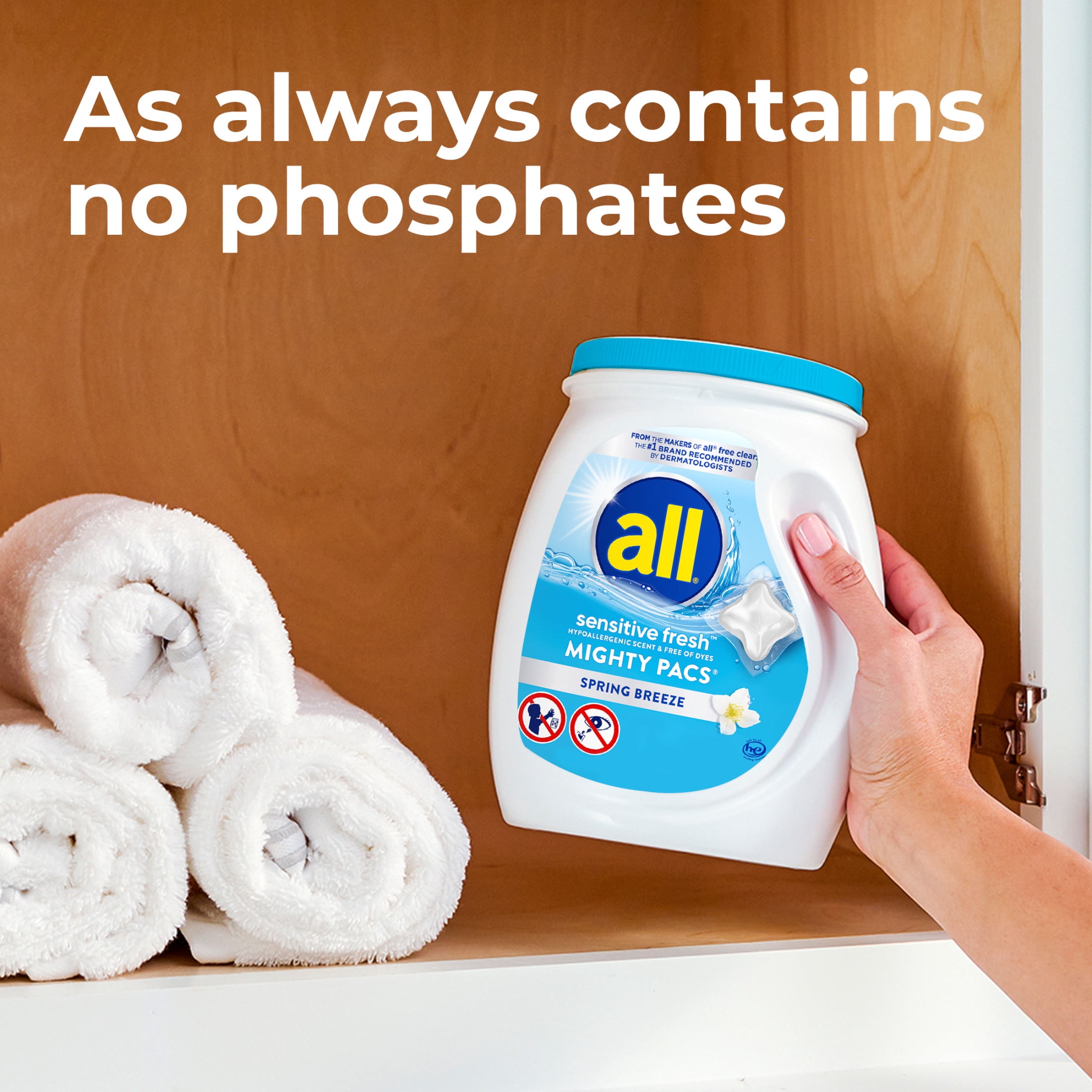 (6 pack) all sensitive fresh MIGHTY PACS Spring Breeze Scented Laundry Detergent, 19 Count