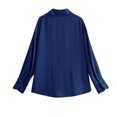 thumbnail image 4 of Scyoekwg Long Sleeve Tops for Women Lapel Button Business Casual Dress Shirts Fall Tops Trendy Solid Color Lightweight Dressy Casual Blouses Pullover (Navy,L), 4 of 6