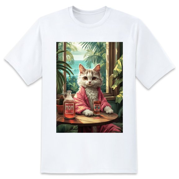 Basic Oversize Tees For WomenCat Loose Boyfriend Shirts Casual Blouse round neck