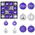 thumbnail image 2 of Christmas Tree Hanging Ornament Set Decorative Assorted Shatterproof Plastic Holiday Baubles Purple Silver, 2 of 6