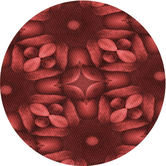 Ahgly Company Machine Washable Indoor Round Transitional Red Area Rugs, 8' Round