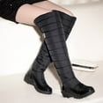 thumbnail image 2 of hopeusnice Women's Knee High Boots Winter Warm Snow Boots Padded Quilted Waterproof Boots Buckle Decor Comfortable Shoes Black 44, 2 of 7