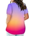 thumbnail image 3 of TQWQT Womens Plus Size Tops Clearance Summer Casual Cute Tee Shirt V Neck Short Sleeve Gradient Color T-Shirt 4x-5x Tunics Blouses with Pocket Multicolor 4XL, 3 of 5